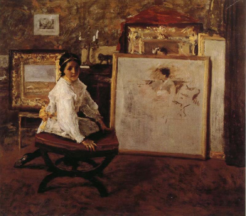 William Merritt Chase Do you speak with me oil painting picture